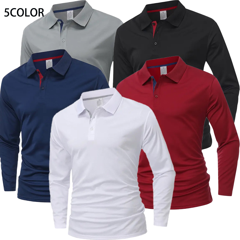Golf Equipment Sales - เสื้อโปโลแขนยาวผู้ชาย แห้งเร็ว ระบายอากาศได้ดี เสื้อยืดกีฬา เสื้อโปโลลำลองสำหรับกอล์ฟ เสื้อทำงาน