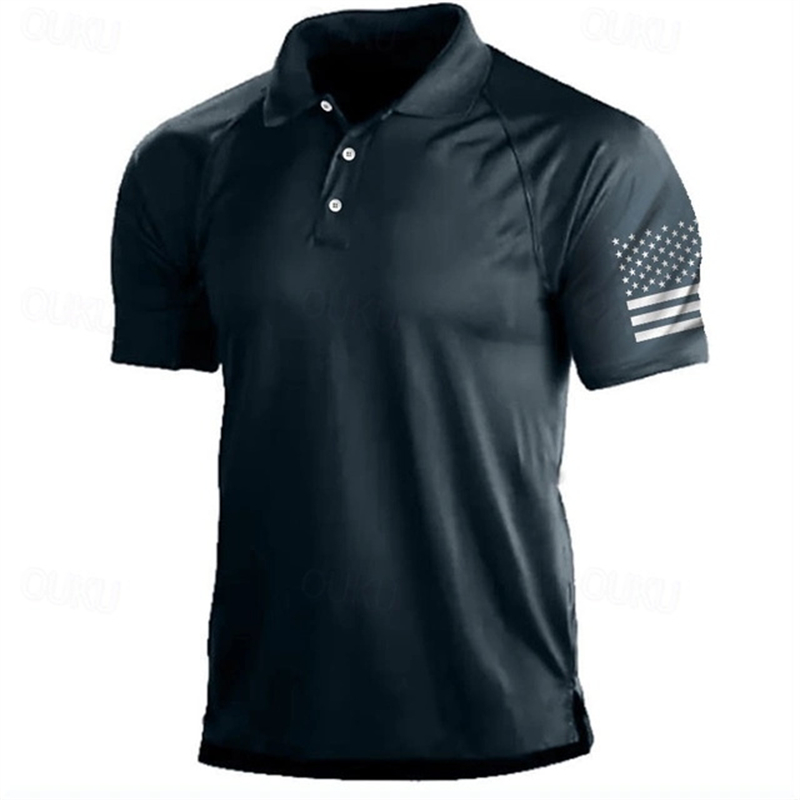 Golf Equipment Sales - 3D พิมพ์ USA Flag รูปแบบเสื้อโปโลผู้ชาย Vintage