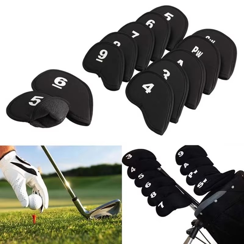 Golf Club Iron Set - 10 ชิ้นแบบพกพากอล์ฟคลับหัวเหล็กครอบคลุม Protector กอล์ฟชุด Headcover Protector